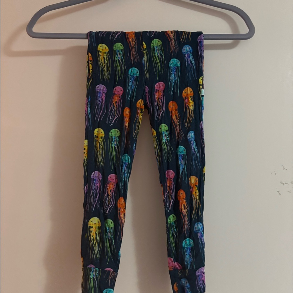 Kids Black Leggings with Colorful Jellyfish Print